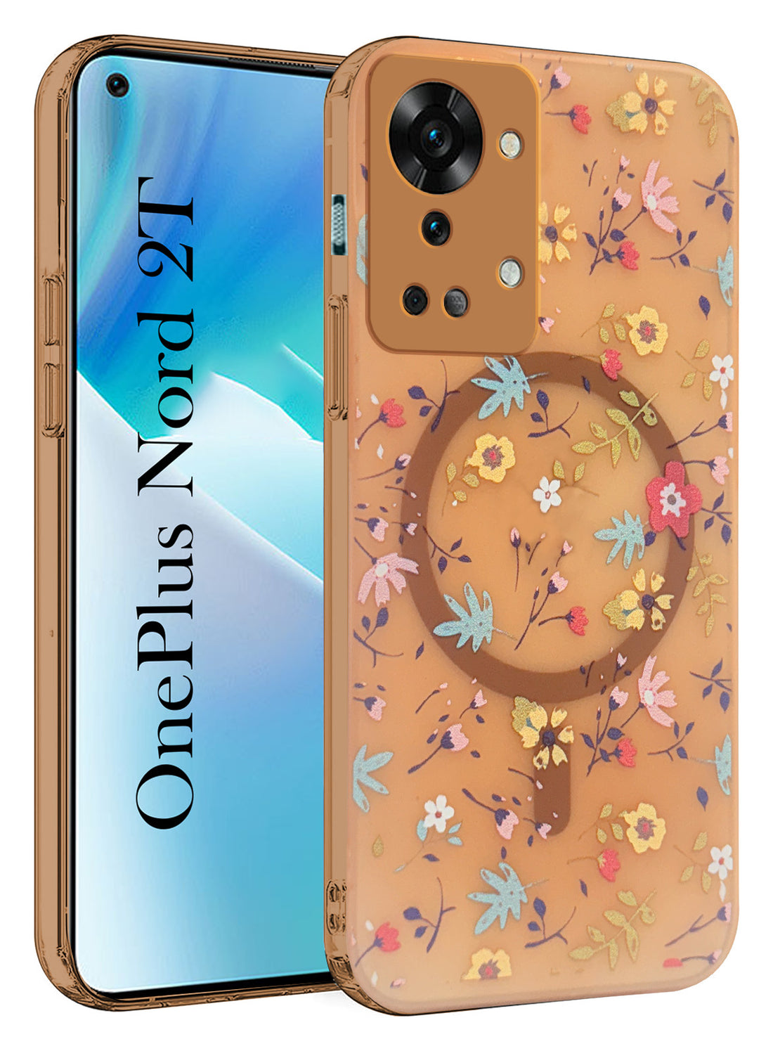 For OnePlus Nord 2T Back Cover Case (Cute Floral Design | Flower Print for Girls | MagSafe Compatible Wireless Charging)