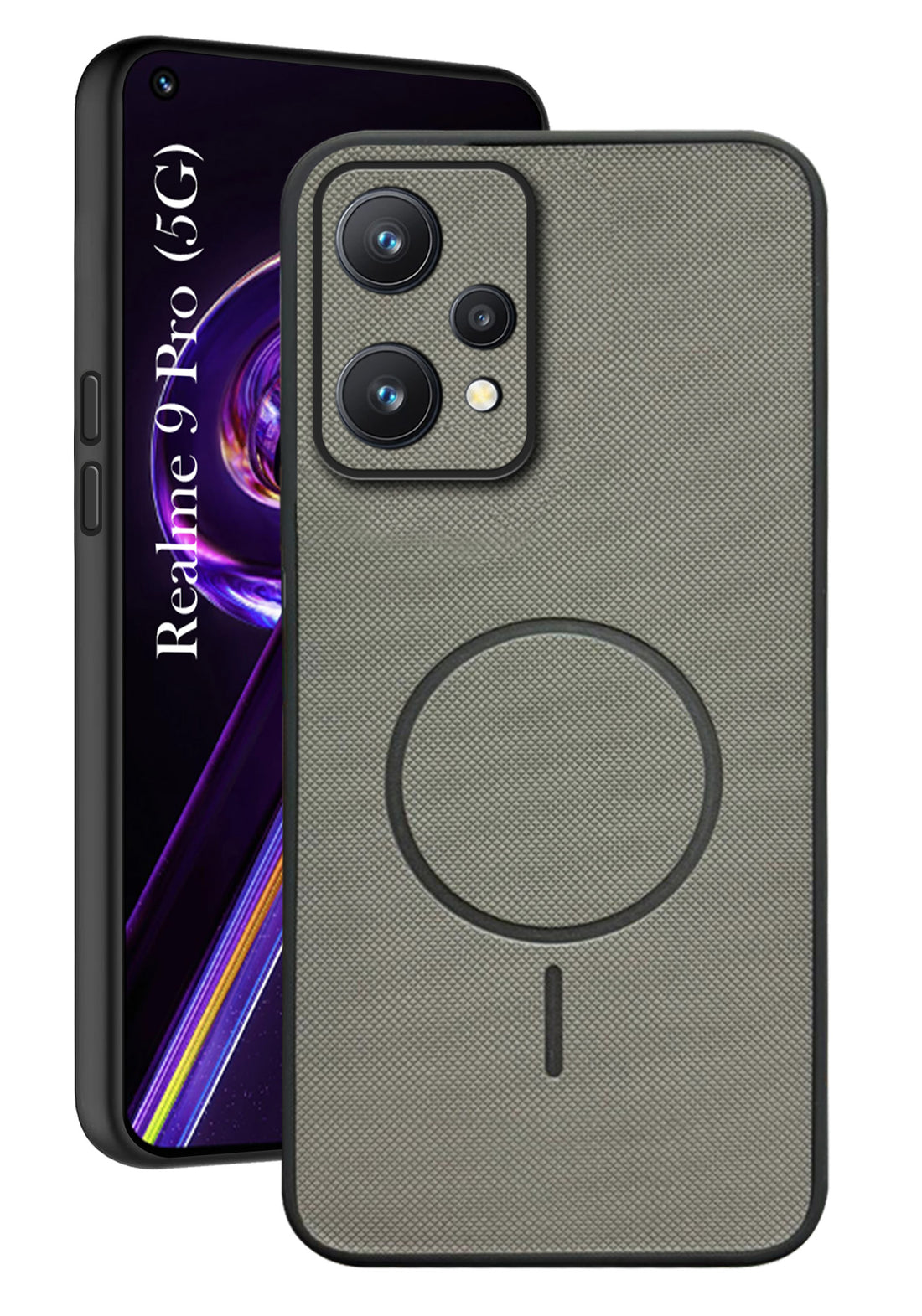 For Realme 9 Pro Back Cover Case PU Leather (Texture Grip Design | Professional Minimalist | Camera Protection | Soft and Flexible)