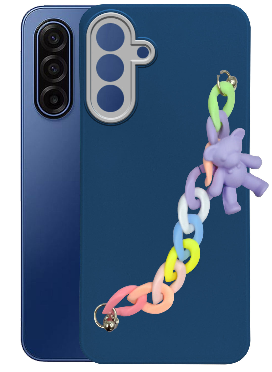 For Samsung Galaxy A17 5G Back Cover Case ( Wrist Hanging Chain | Teddy Bracelet Charms | Dual Color Matte Finish | Full Camera Protection | Sleek and Professional)