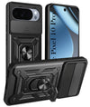 For Google Pixel 10 Pro Back Cover Case (Sliding Shutter Camera Protection | Polycarbonate |Ring Holder Kickstand)