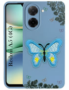 For Redmi A5 4G Back Cover Case (Soft Butterfly Embroidery | Women Teen Girls | Camera Protection| Matte Silicone)