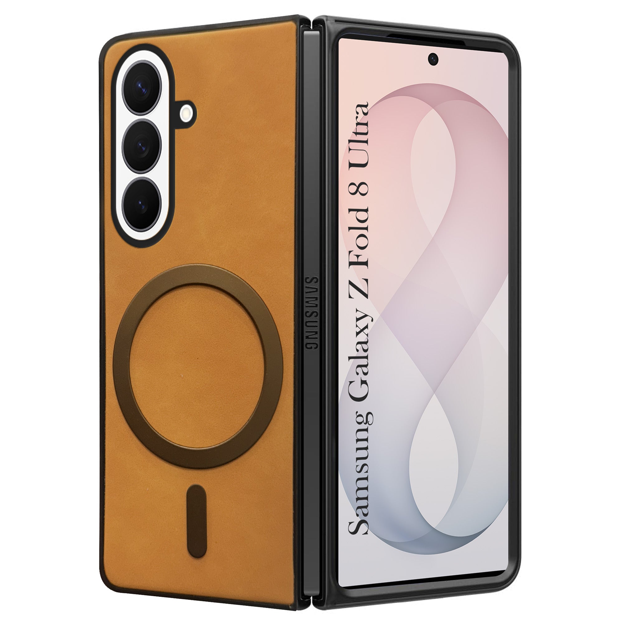 For Samsung Galaxy Z Fold 8 Ultra Back Cover Case Leather Finish (MagSafe Wireless Charging Compatible | Inside Microfiber Cloth)