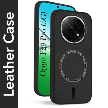 For Oppo F29 Pro Back Cover Case Leather Finish (MagSafe Compatible Wireless Charging | Soft Touch | Camera Bump Protection)