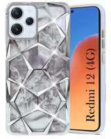 For Redmi 12 4G Back Cover Case (Dual Design Glitter Sparkle and Detachable Diamond Print Case | Soft and Flexible)