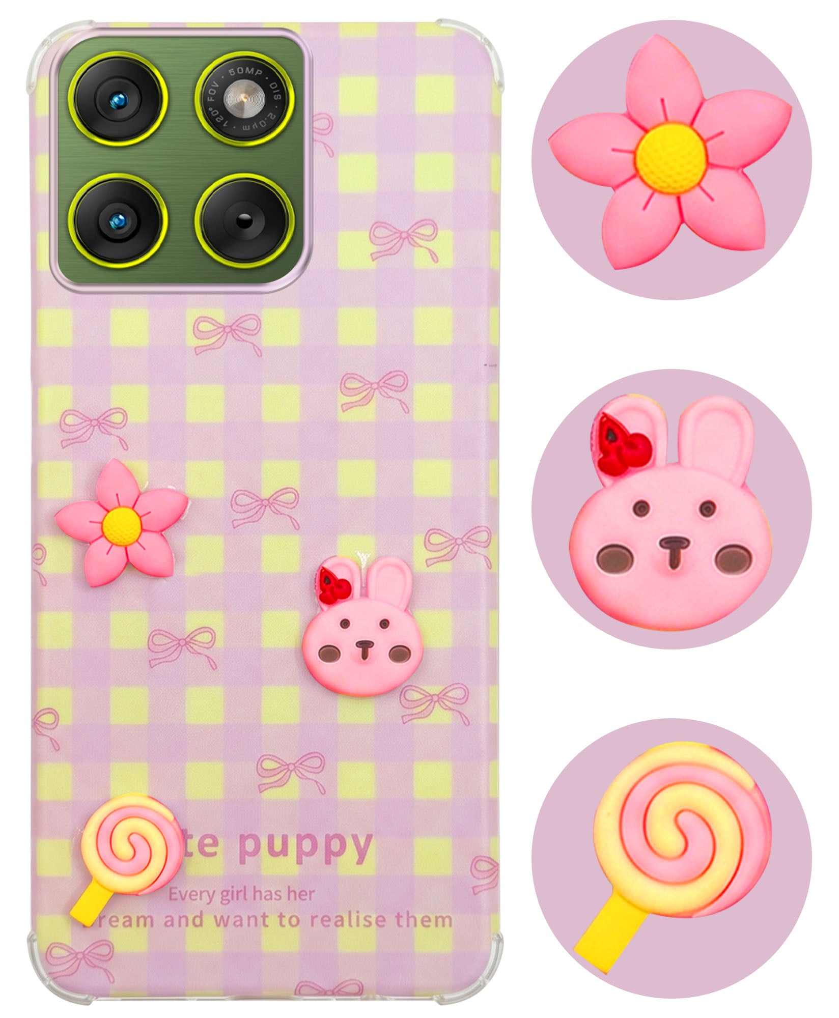 For Motorola Moto Edge 70 Back Cover Case (3D Cute Cartoons | Hard Back Side Soft | Matte Premium Finish | HD Printing)