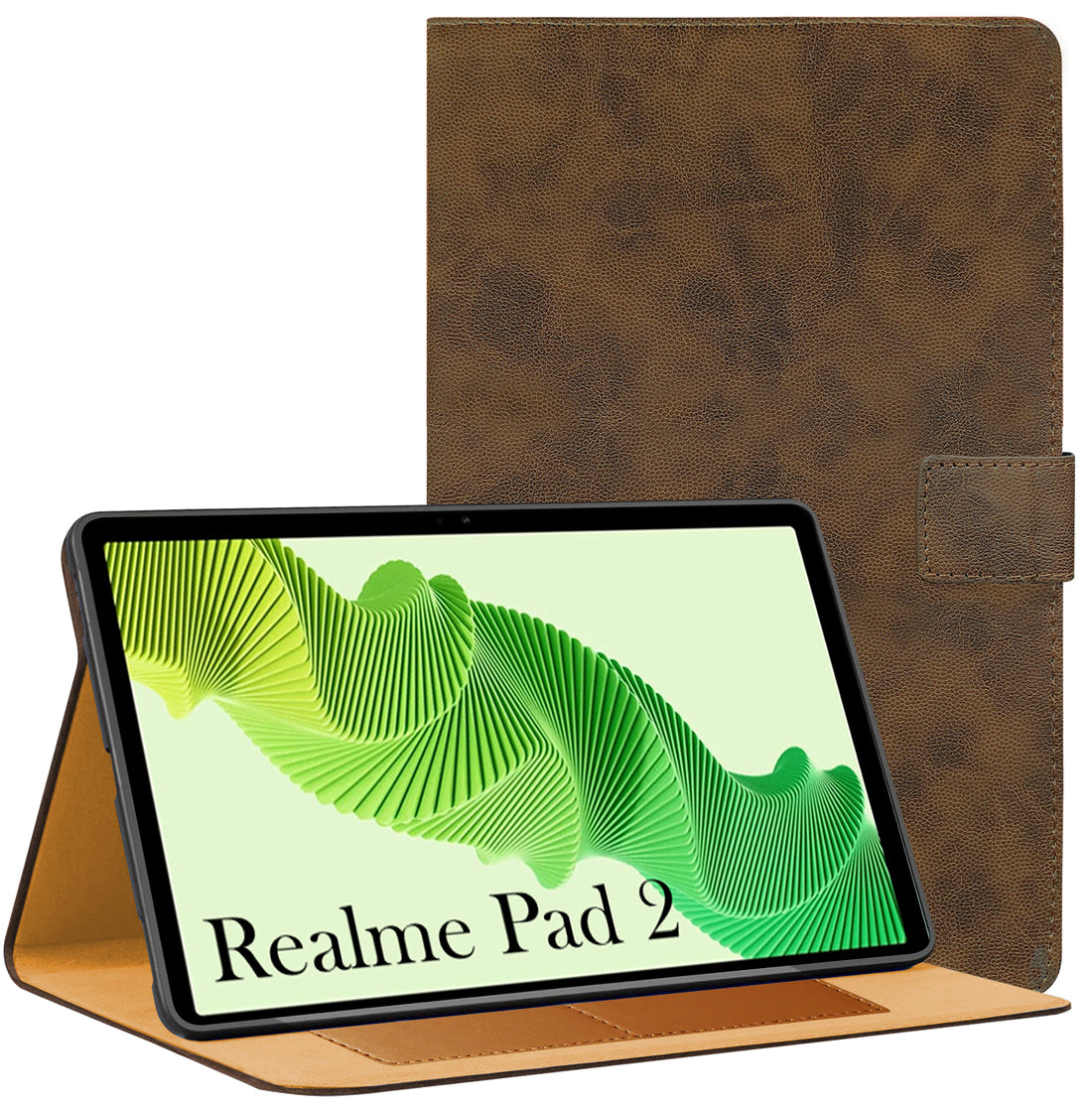 For Realme Pad 2 11.5 Inch Flip Cover Folio Cover (PU Leather | Multi-Angle Smart Stand | Card Storage Slots | Silicone Back Pouch)