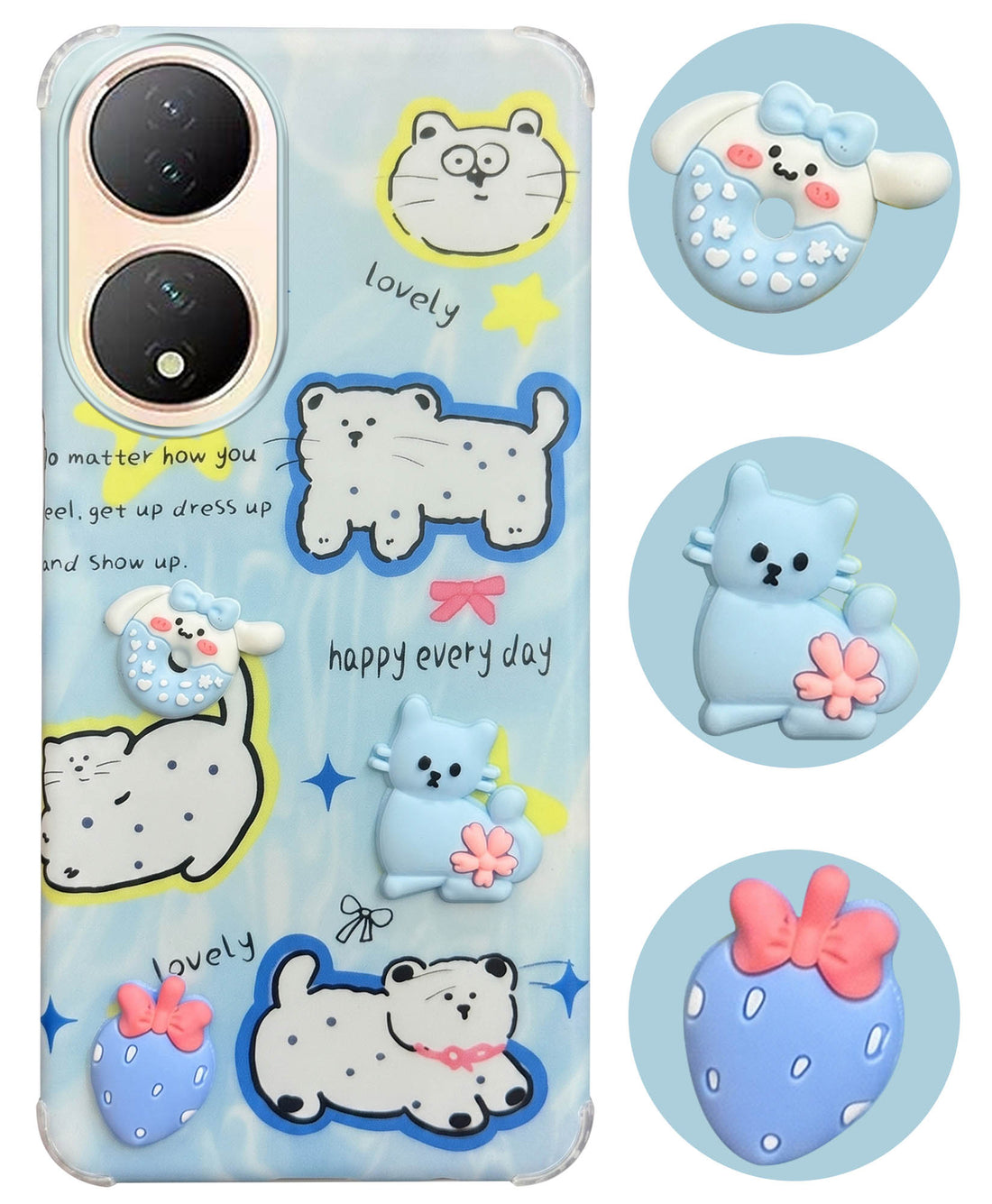 For Vivo Y100 Back Cover Case (3D Cute Cartoons | Hard Back Side Soft | Matte Premium Finish | HD Printing)