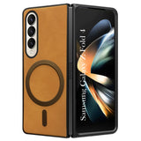 For Samsung Galaxy Z Fold 4 5G Back Cover Case (MagSafe Wireless Charging Compatible | Sleek Leather Finish | Inside Microfiber Cloth)