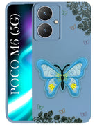 For Poco M6 5G Back Cover Case (Soft Butterfly Embroidery | Women Teen Girls | Camera Protection| Matte Silicone)