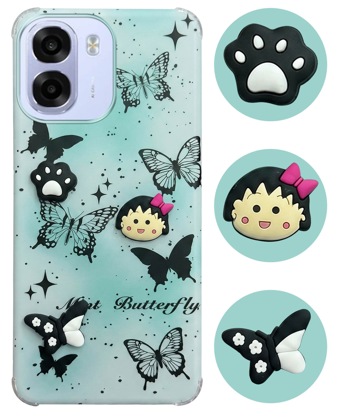 For Oppo K14x 5G Back Cover Case (3D Cute Cartoons | Hard Back Side Soft | Matte Premium Finish | HD Printing)
