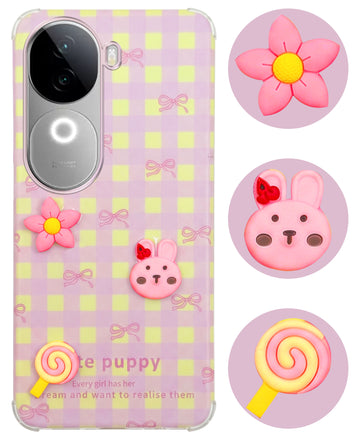 For Vivo iQOO Z9s Back Cover Case (3D Cute Cartoons | Hard Back Side Soft | Matte Premium Finish | HD Printing)