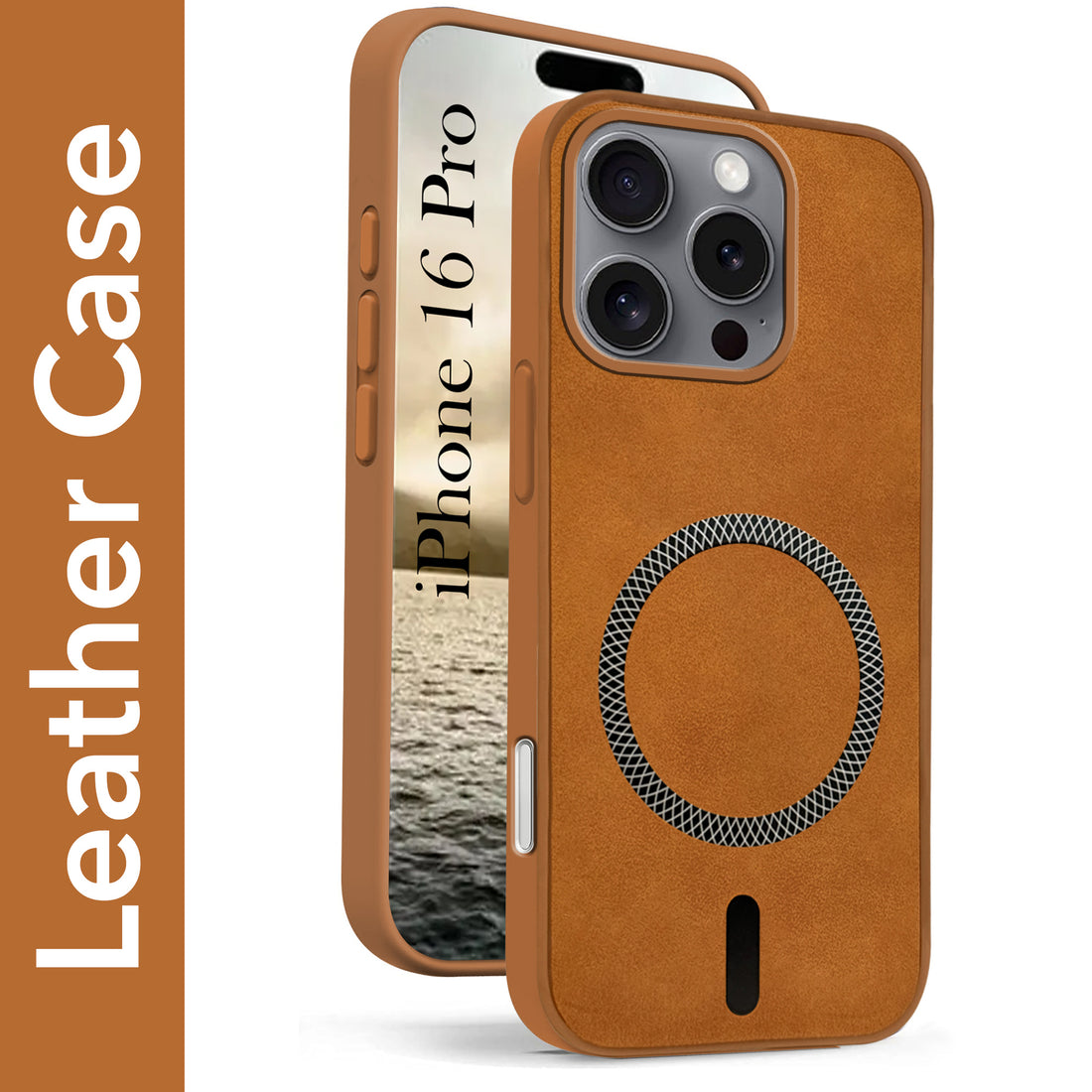 For Apple iPhone 16 Pro Back Cover Case (Sleek Leather Finish | MagSafe Compatible Wireless Charging | Camera Bump Protection)