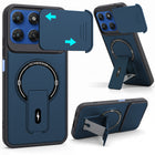 For Motorola Moto G77 Power Back Case Cover Metallic (Hybrid Armor Kickstand | Sliding Shutter Camera Protection | MagSafe Compatible)