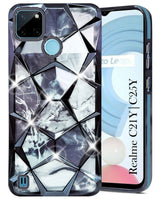 For Realme C21Y | C25Y Back Cover Case ( Dual Design Glitter Sparkle and Detachable Diamond Print Case | Soft and Flexible)