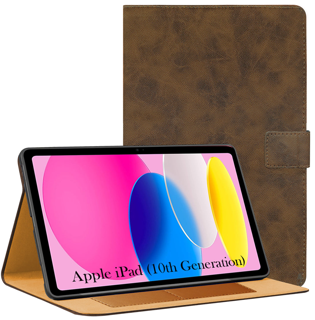 For Apple iPad  Flip Cover Folio Cover (10th Generation) 10.9 Inch A3162/A2757/A2777/A2696/iPad13/18/iPad13/19 (PU Leather | Multi-Angle Smart Stand | Card Storage Slots | Silicone Back Pouch)