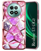 For Realme 13 Back Cover Case (Dual Design Glitter Sparkle and Detachable Diamond Print Case | Soft and Flexible)
