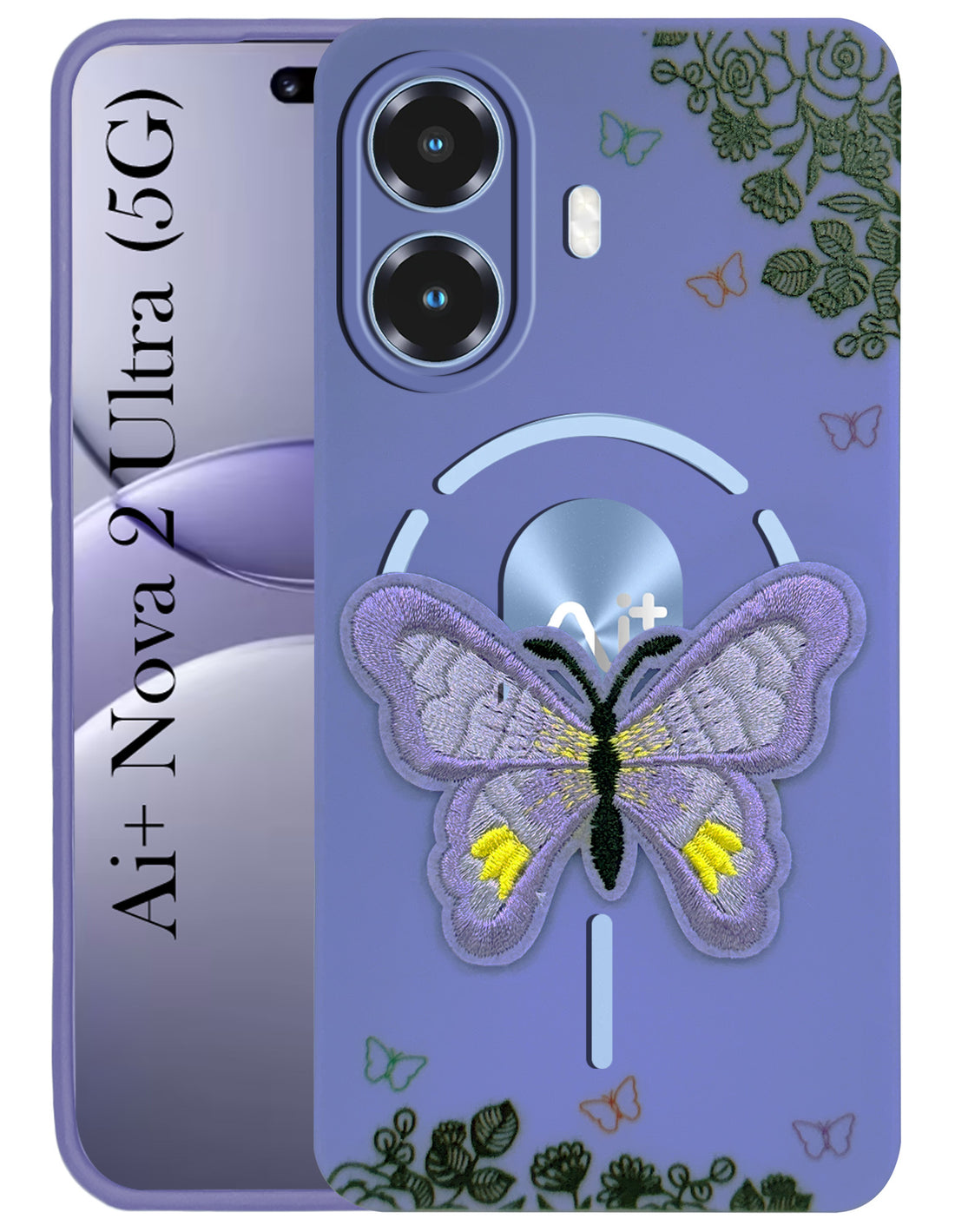 For Ai+ Nova 2 Ultra 5G Back Cover Case (Soft Butterfly Embroidery | Women Teen Girls | Camera Protection| Matte Silicone)