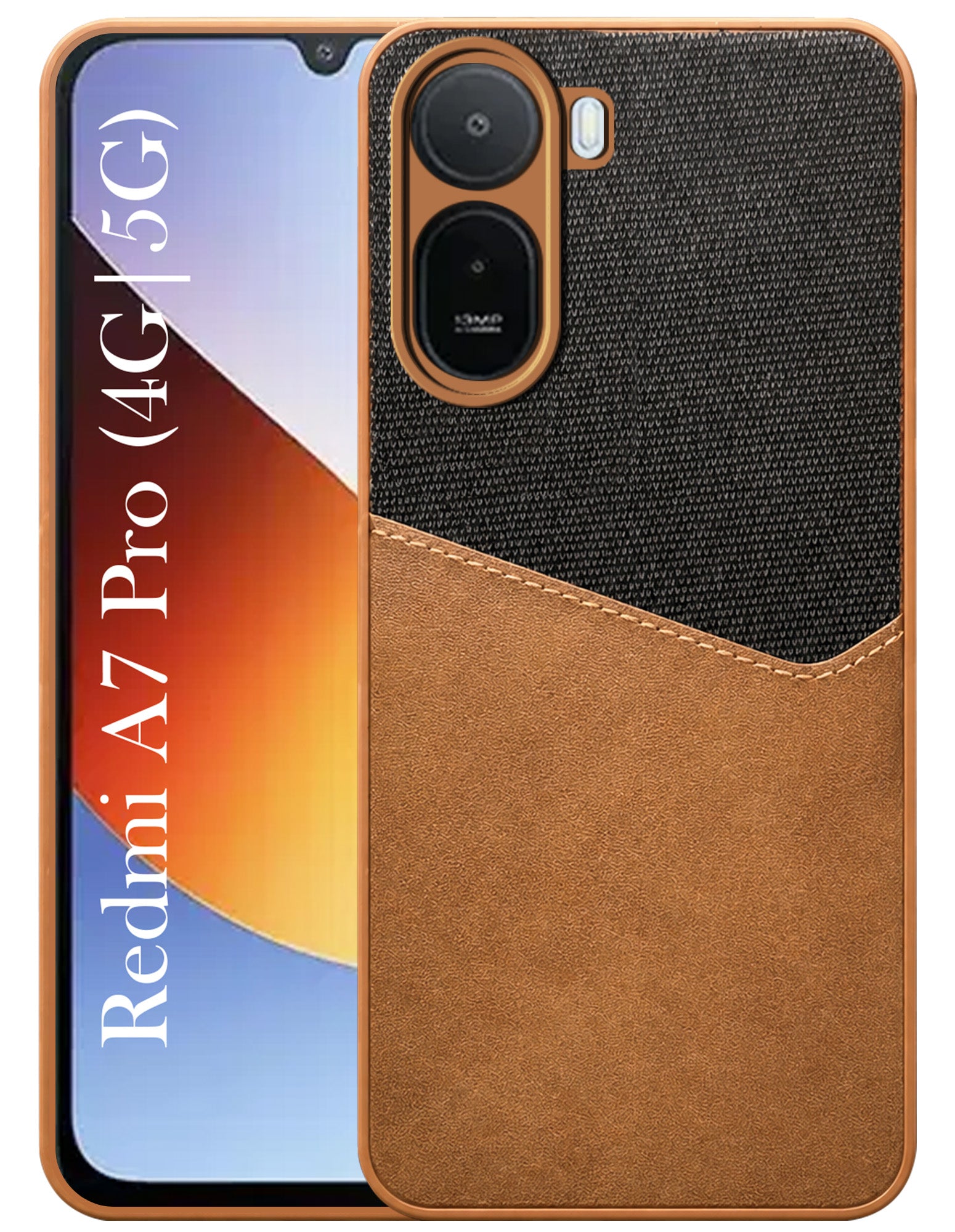 For Redmi A7 Pro 5G Back Cover Case (Dual PU Leather Stitch | Professional Minimalist | Soft and Flexible)