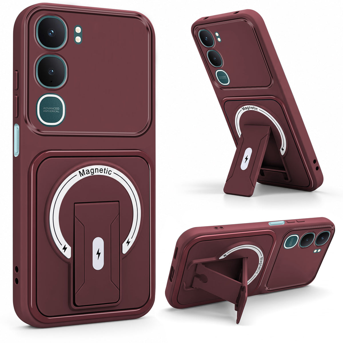 For Vivo Y31 5G Back Case Cover Metallic (Hybrid Armor Kickstand | MagSafe Compatible | Camera Protection Shockproof)