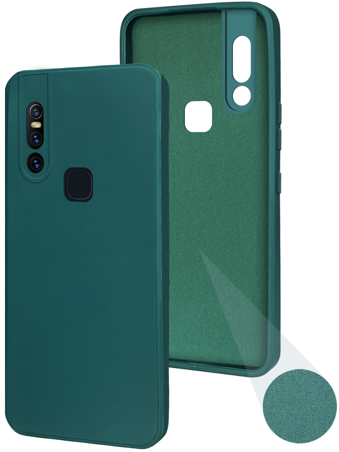 For Vivo V15 Back Cover Case ( Matte Finish Silicone with Inside Fiber cloth)