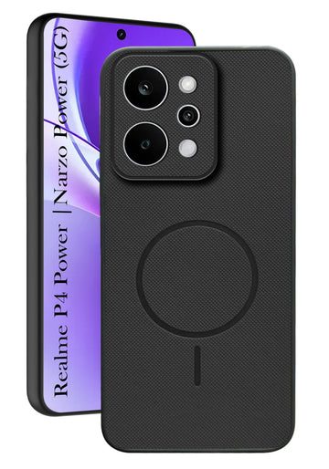 For Realme P4 Power 5G | Realme Narzo Power Back Cover Case PU Leather (Texture Grip Design | Professional Minimalist | Camera Protection | Soft and Flexible)