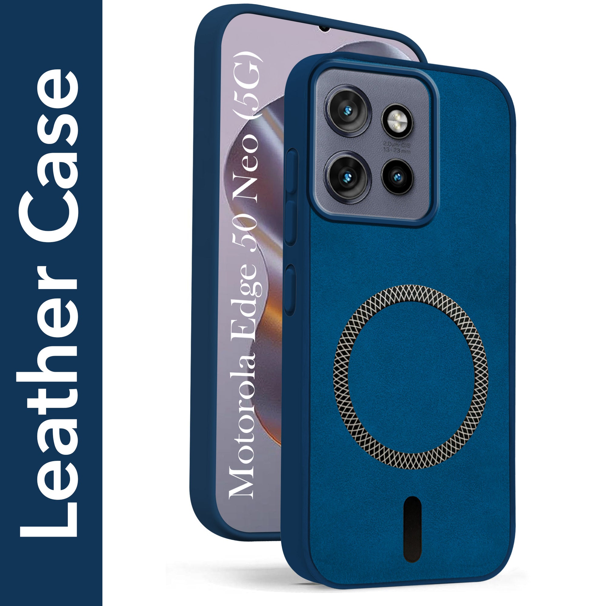 For Motorola Moto Edge 50 Neo Back Cover Case Leather Finish(MagSafe Compatible Wireless Charging | Soft Touch | Camera Bump Protection)