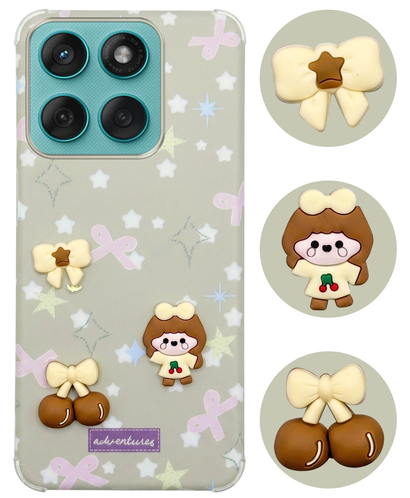 For Motorola Moto Edge 60 Fusion Back Cover Case (3D Cute Cartoons | Hard Back Side Soft | Matte Premium Finish | HD Printing)
