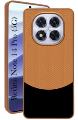 For Redmi Note 14 Pro Back Cover Case (Elegant PU Leather Finish | Premium Minimalist Professional | Camera Protection Bump)