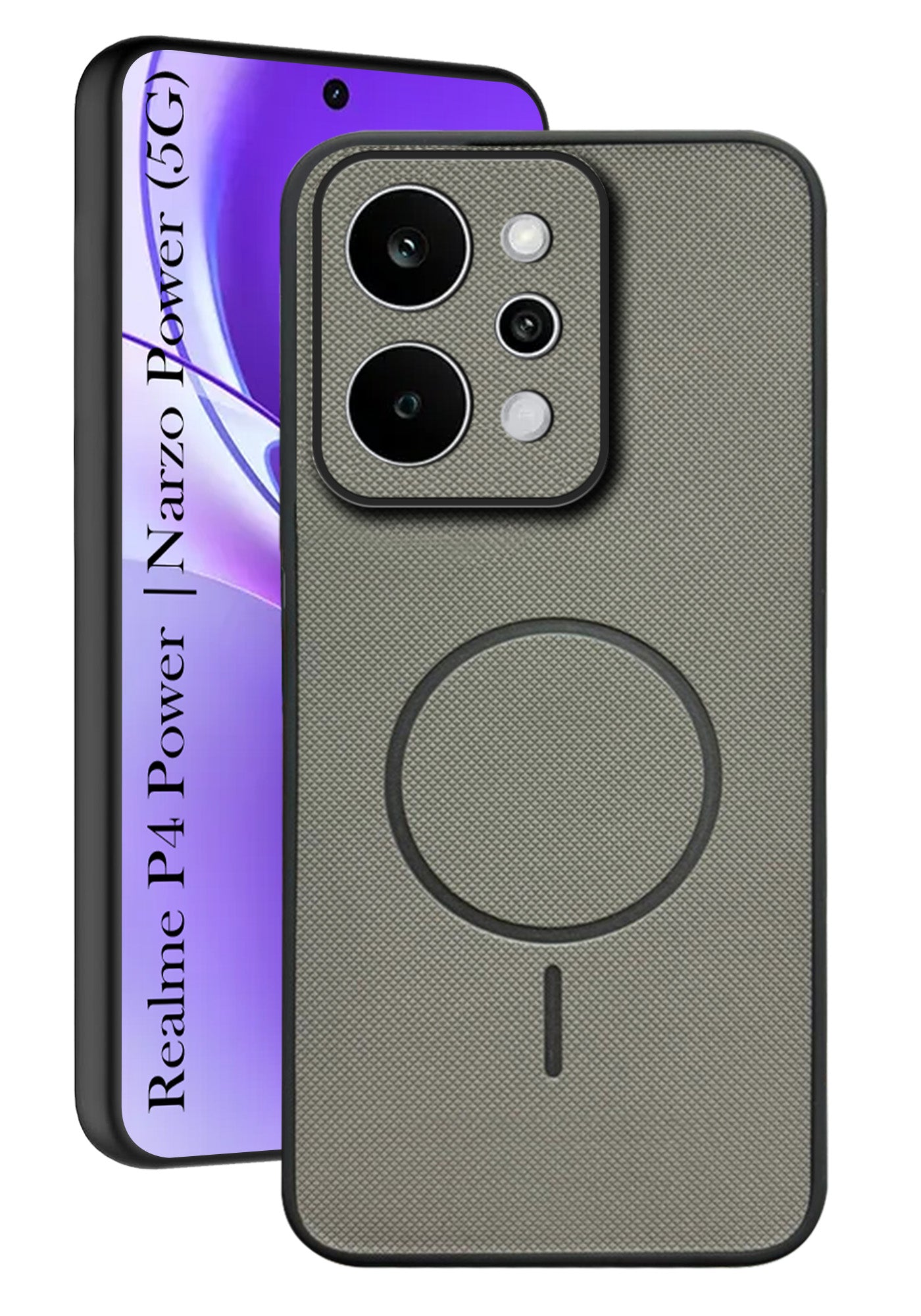 For Realme P4 Power 5G | Realme Narzo Power Back Cover Case PU Leather (Texture Grip Design | Professional Minimalist | Camera Protection | Soft and Flexible)