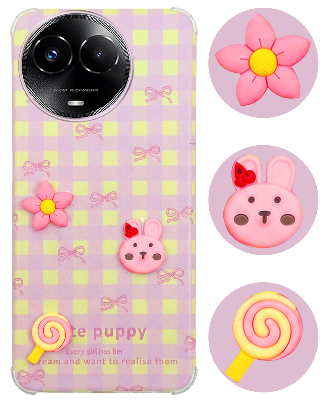 For Realme 11 5G | Realme 11x 5G Back Cover Case (3D Cute Cartoons | Hard Back Side Soft | Matte Premium Finish | HD Printing)