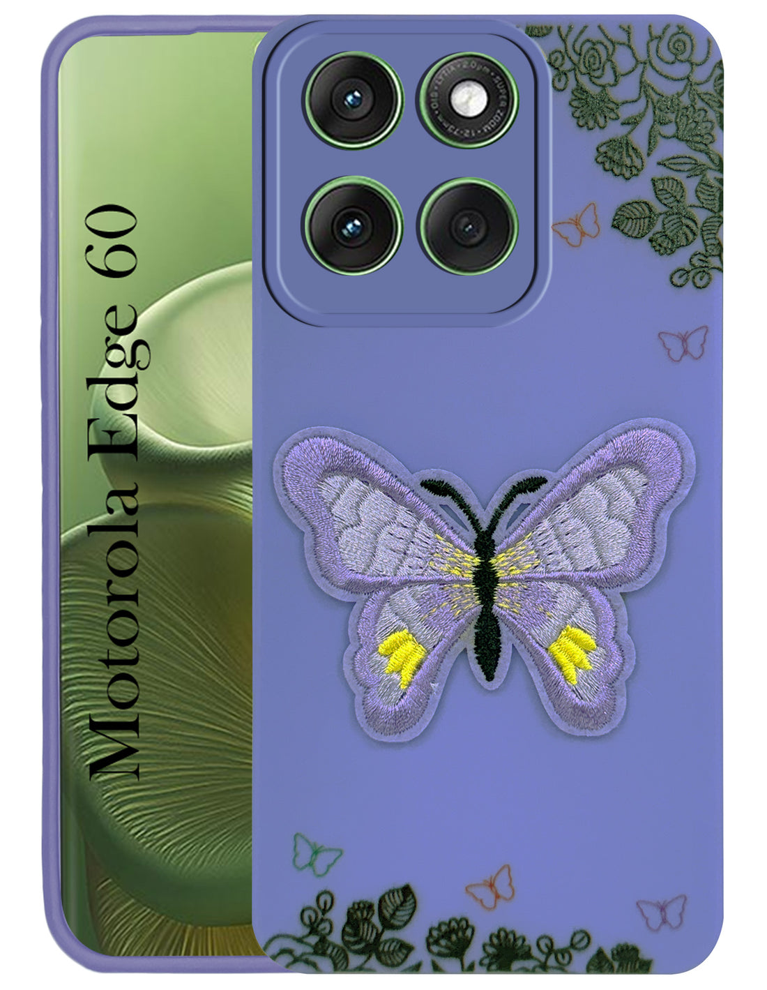 For Motorola Moto Edge 60 Back Cover Case (Soft Butterfly Embroidery | Women Teen Girls | Camera Protection| Matte Silicone)