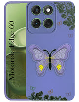 For Motorola Moto Edge 60 Back Cover Case (Soft Butterfly Embroidery | Women Teen Girls | Camera Protection| Matte Silicone)