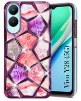 For Vivo Y28 5G Back Cover Case (Dual Design Glitter Sparkle and Detachable Diamond Print Case | Soft and Flexible)