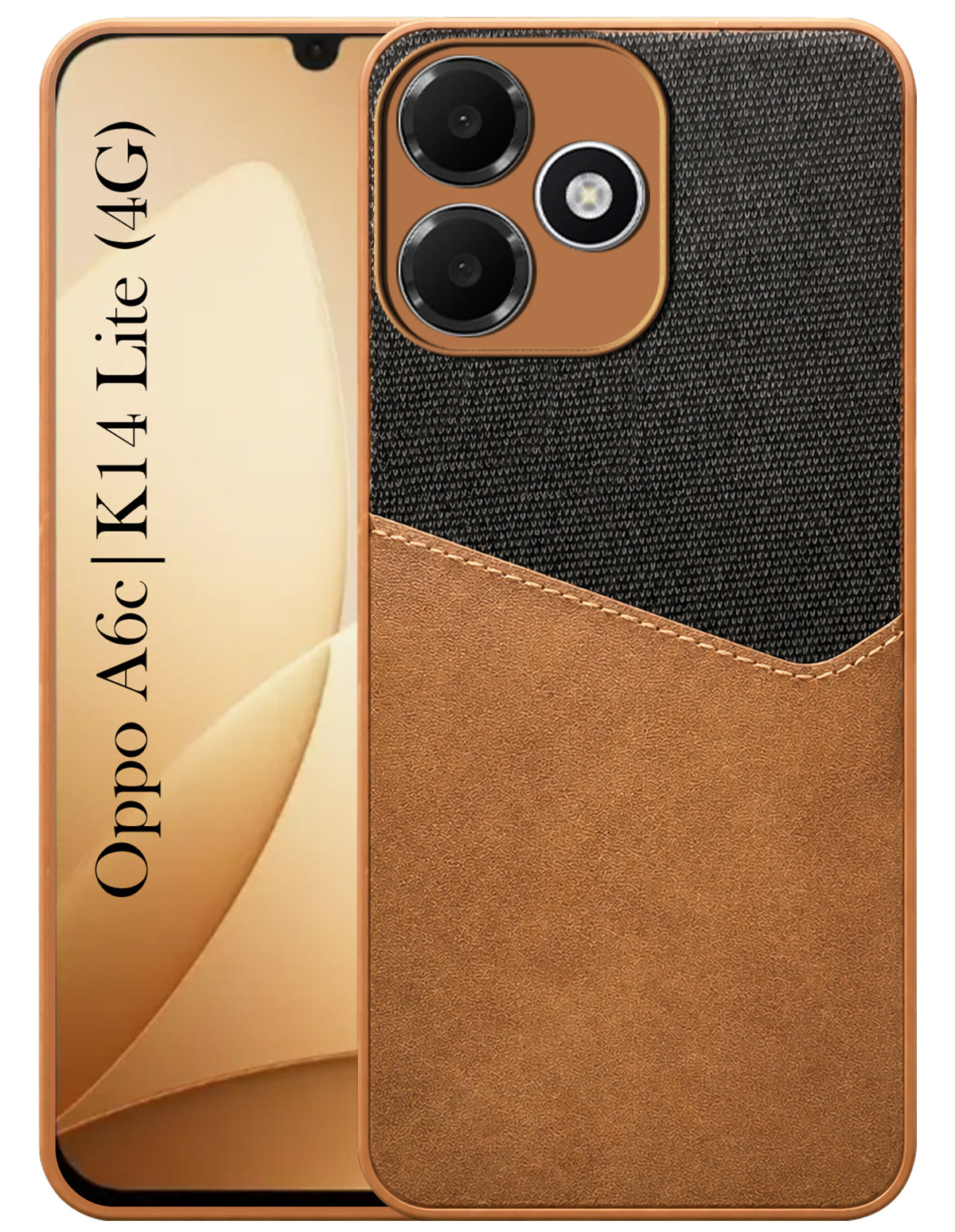 For Oppo A6c | Oppo K14 Lite Back Cover Case (Dual PU Leather Stitch | Professional Minimalist | Soft and Flexible)