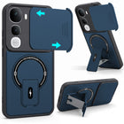 For Vivo Y400 Pro Back Case Cover Metallic (Hybrid Armor Kickstand | Sliding Shutter Camera Protection | MagSafe Compatible)