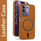 For Vivo T4x | Vivo Y31 Pro Back Cover Case Leather Finish (MagSafe Compatible Wireless Charging | Soft Touch | Camera Bump Protection)