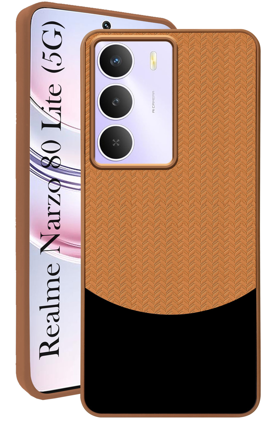 For Realme Narzo 80 Lite 5G Back Cover Case (Elegant PU Leather Finish | Premium Minimalist Professional | Camera Protection Bump)