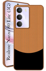 For Realme Narzo 80 Lite 5G Back Cover Case (Elegant PU Leather Finish | Premium Minimalist Professional | Camera Protection Bump)