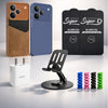 Complete Mobile Care Kit (Get Any 2 Cases+2 Tempered Glass+25W Charger Adapter+Metallic Mobile Stand+Cable Protector)