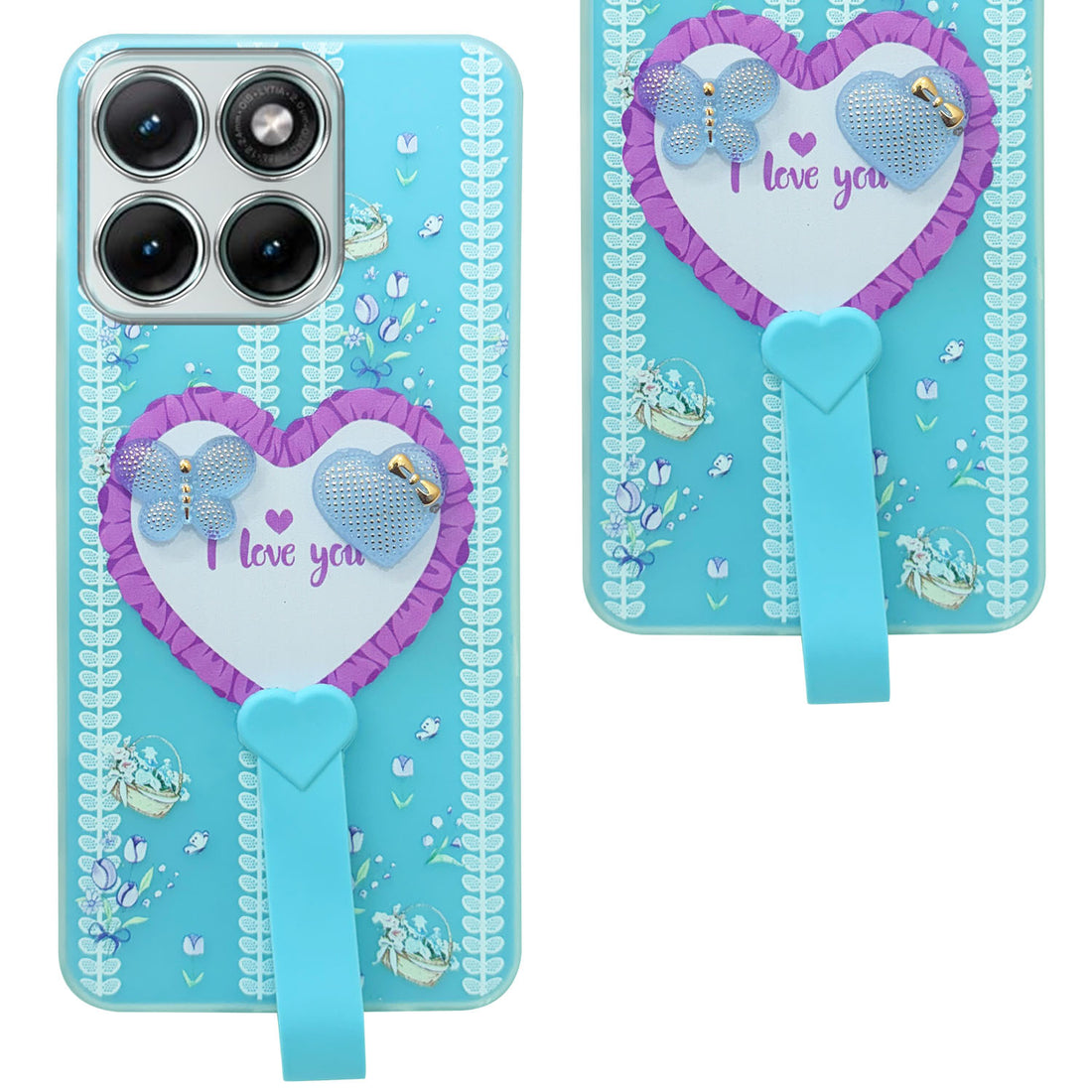For Motorola Moto Edge 70 Fusion Back Cover Case (3D Cute Heart Strap Holder | Camera Protection | Designer Girls Print)