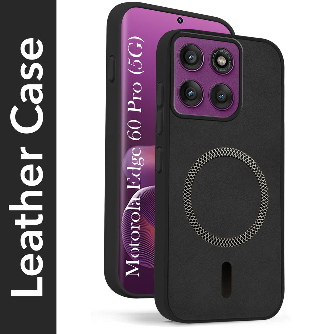 For Motorola Moto Edge 60 Pro Back Cover Case Leather Finish (MagSafe Compatible Wireless Charging | Soft Touch | Camera Bump Protection)