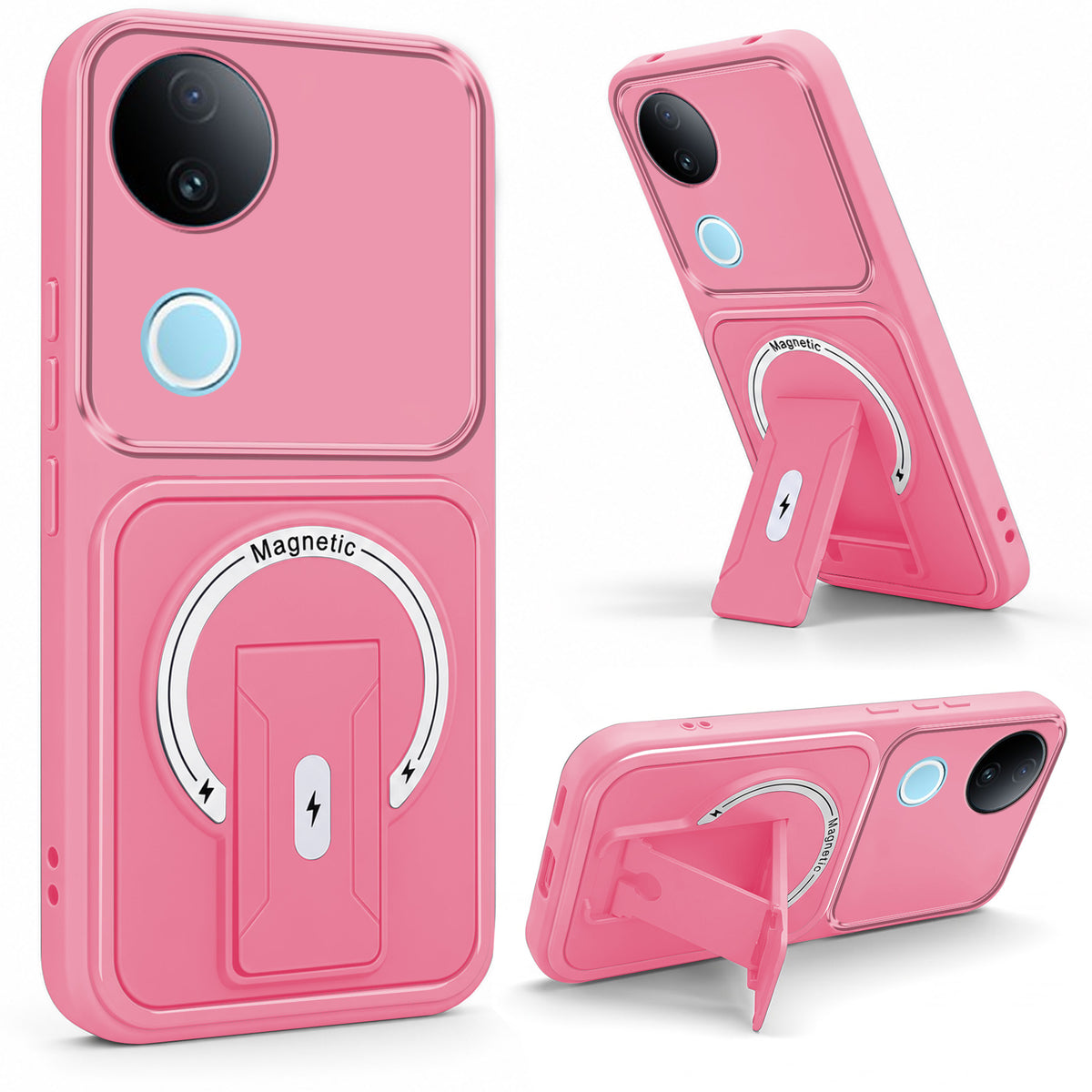 For Vivo iQOO Z10R Back Case Cover Metallic (Hybrid Armor Kickstand | MagSafe Compatible | Camera Protection Shockproof)