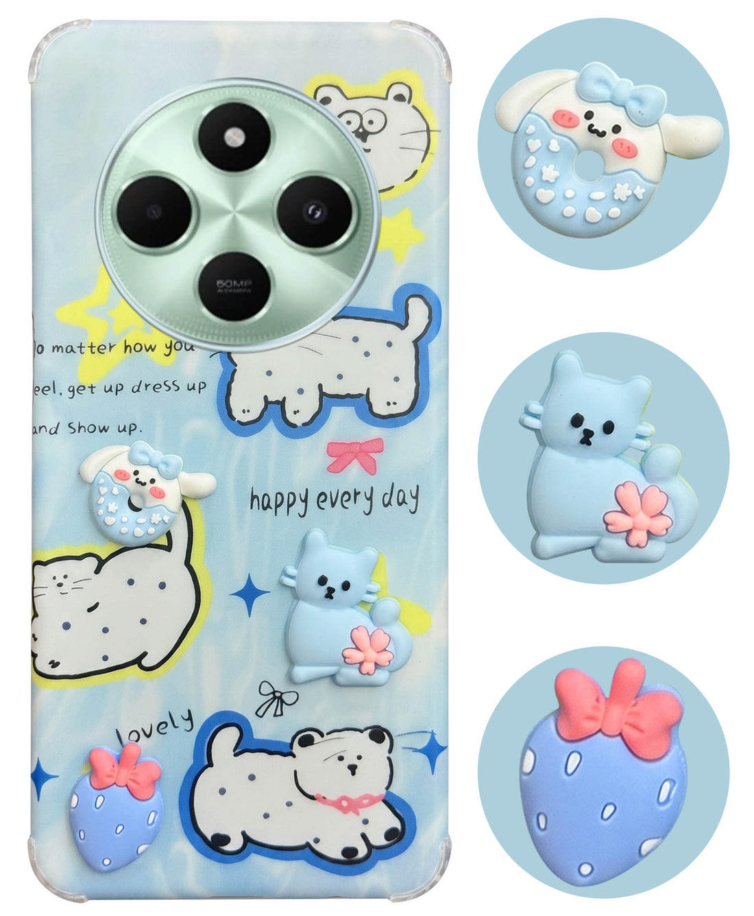 For Poco C75 | Poco M7 Back Cover Case (3D Cute Cartoons | Hard Back Side Soft | Matte Premium Finish | HD Printing)