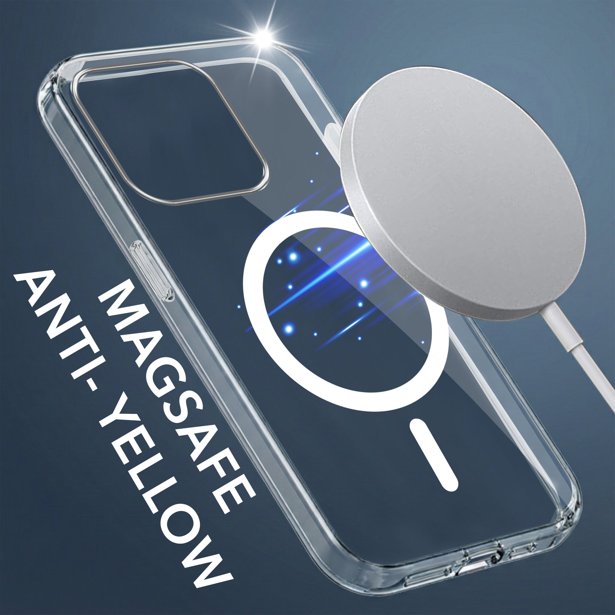 For Apple iPhone 15 Pro Max Back Cover Case Lifetime Anti-Yellow MagSafe Compatible Clear (Sleek Hard Crystal | Camera Protection and Shockproof)