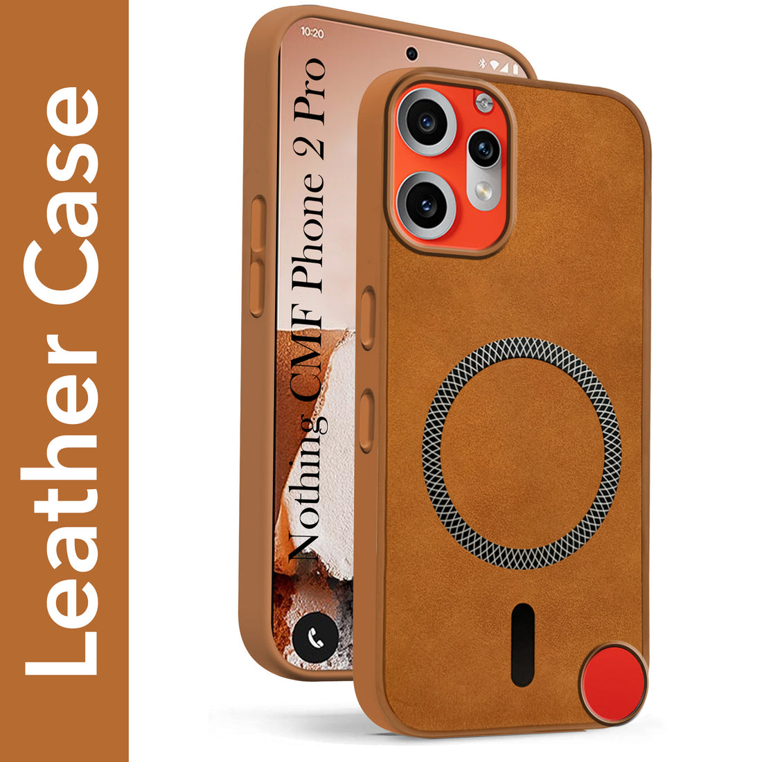 For Nothing CMF Phone 2 Pro Back Cover Case Leather Finish (MagSafe Compatible Wireless Charging | Soft Touch | Camera Bump Protection)