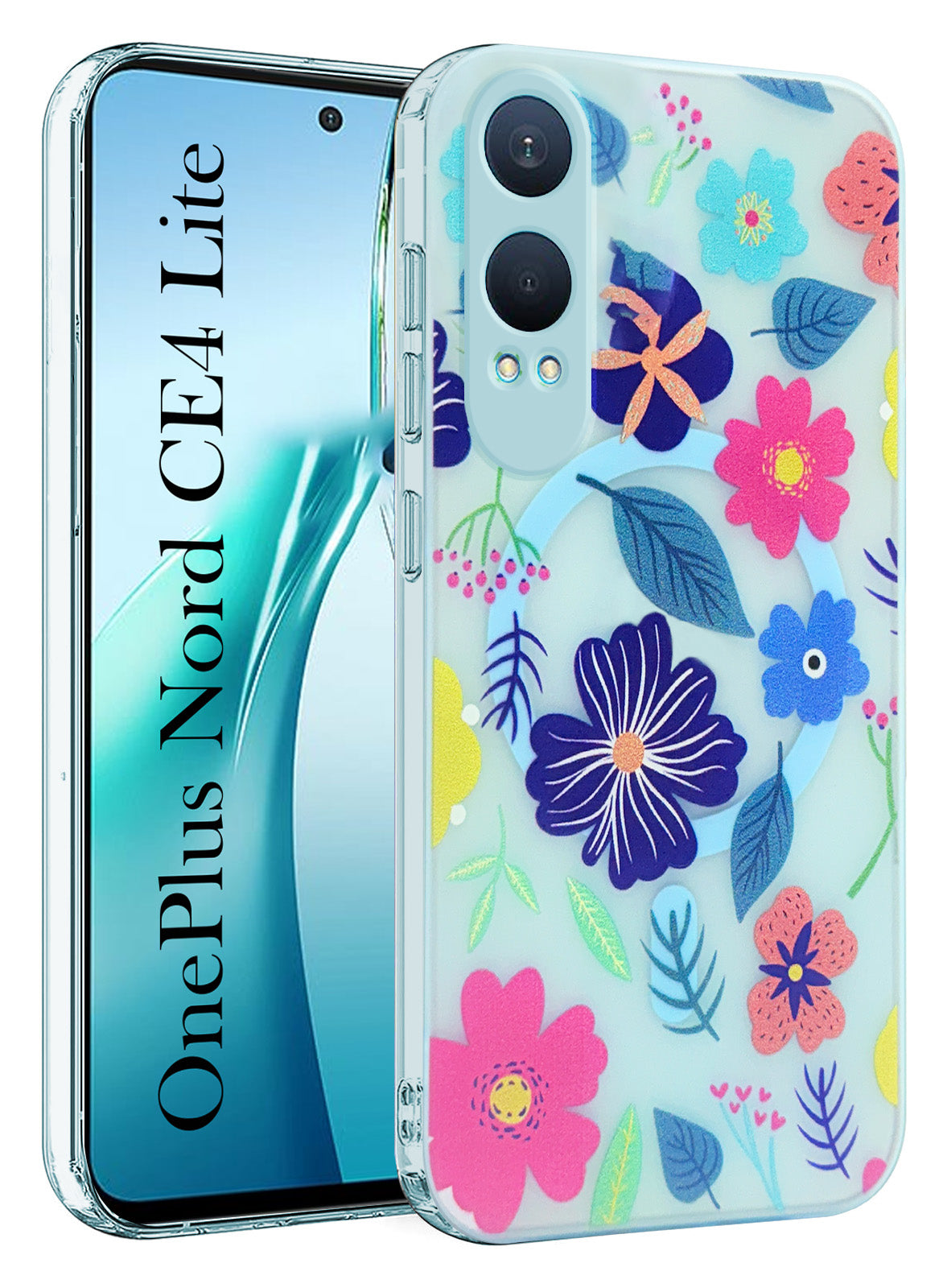 For OnePlus Nord CE 4 Lite Back Cover Case (Cute Floral Design | Flower Print for Girls | MagSafe Compatible Wireless Charging)