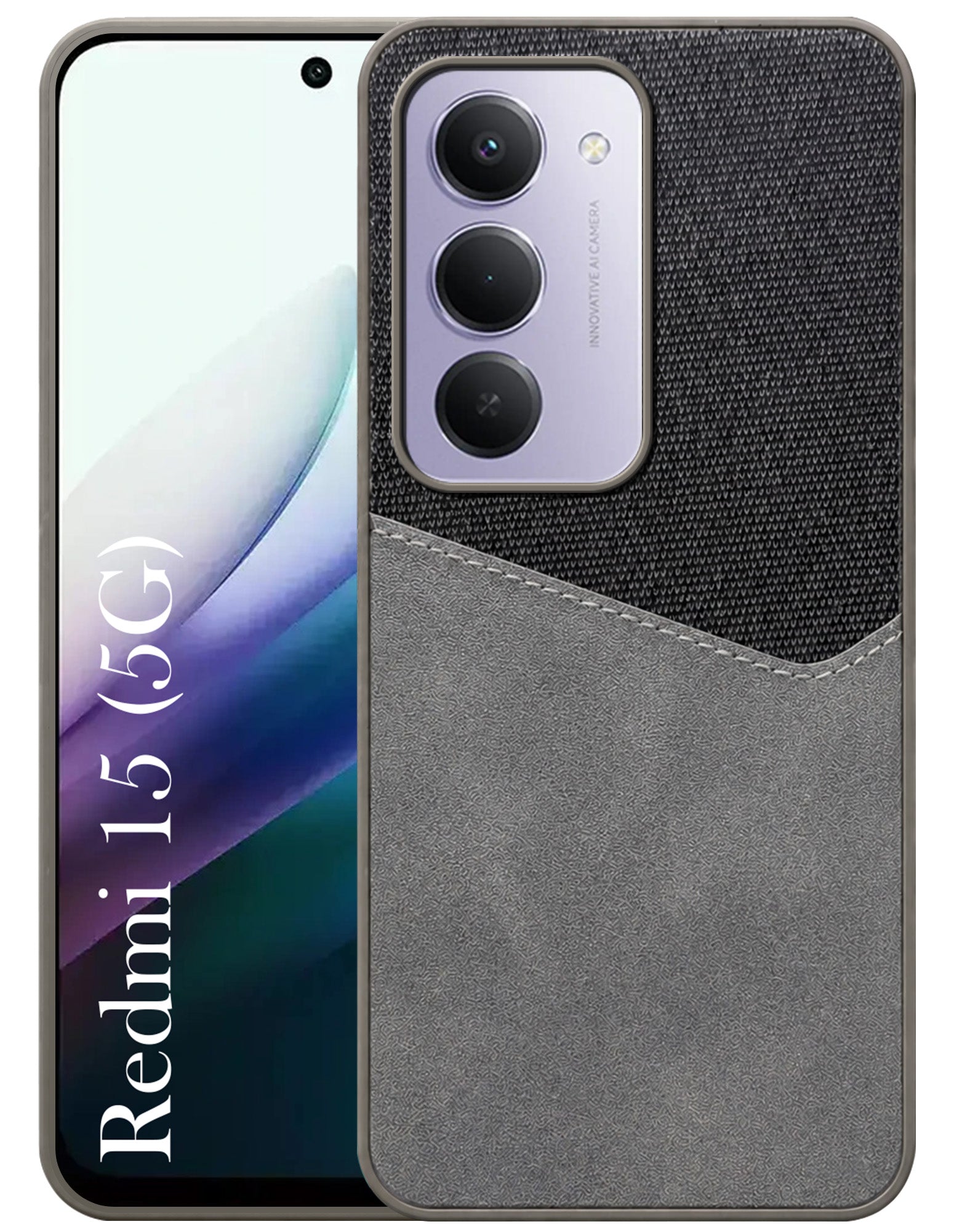 For Redmi 15 Back Cover Case (Dual PU Leather Stitch | Professional Minimalist | Soft and Flexible)