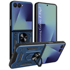 For Samsung Galaxy Z Flip 7 Hybrid Armor (Sliding Shutter Camera Protection | Polycarbonate |Ring Holder Kickstand)