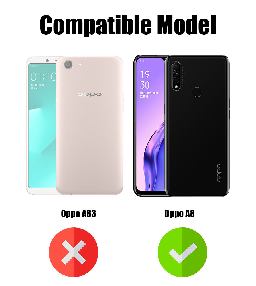 For Oppo A8 Flip Cover Case (Stitched Leather with Magnetic Closure)