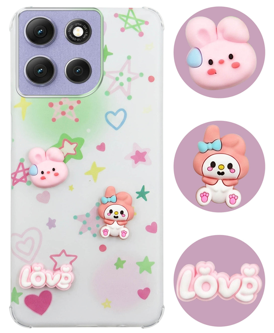 For Motorola Moto G86 Power Back Cover Case (3D Cute Cartoons | Hard Back Side Soft | Matte Premium Finish | HD Printing)
